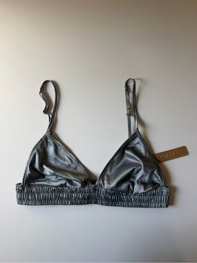 SKIMS Grey Metallic Triangle Bralette XXS NWT